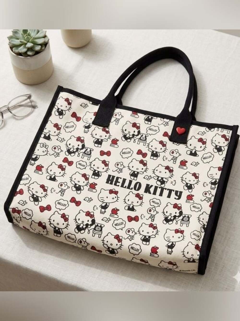 Sanrio Hello Kitty Canvas Tote Bag Lightweight Slouchy Travel Shoulder Bag